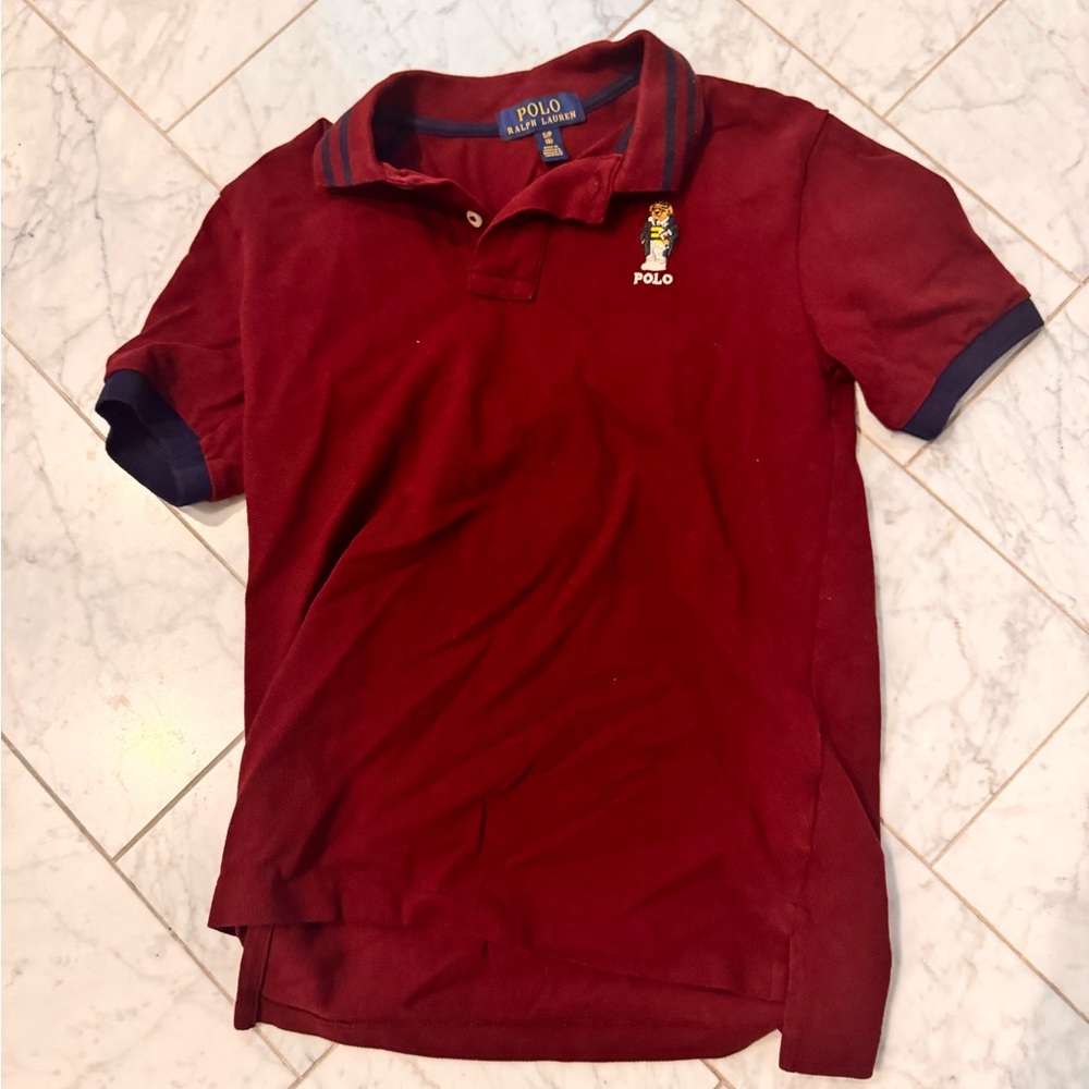 Ralph Lauren Burgundy Polo with Embroidered Bear
